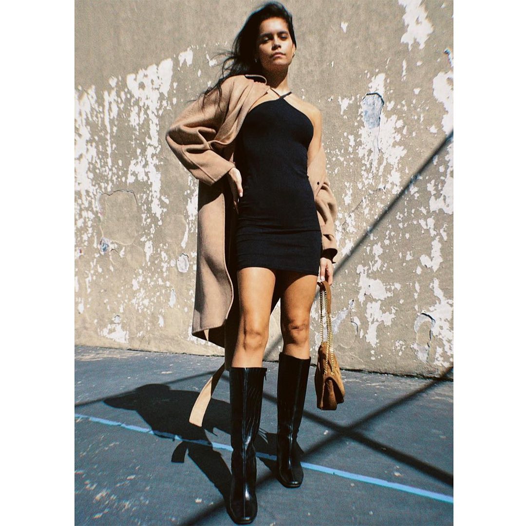 Lana - High Knee Black Boot - Juliana Heels