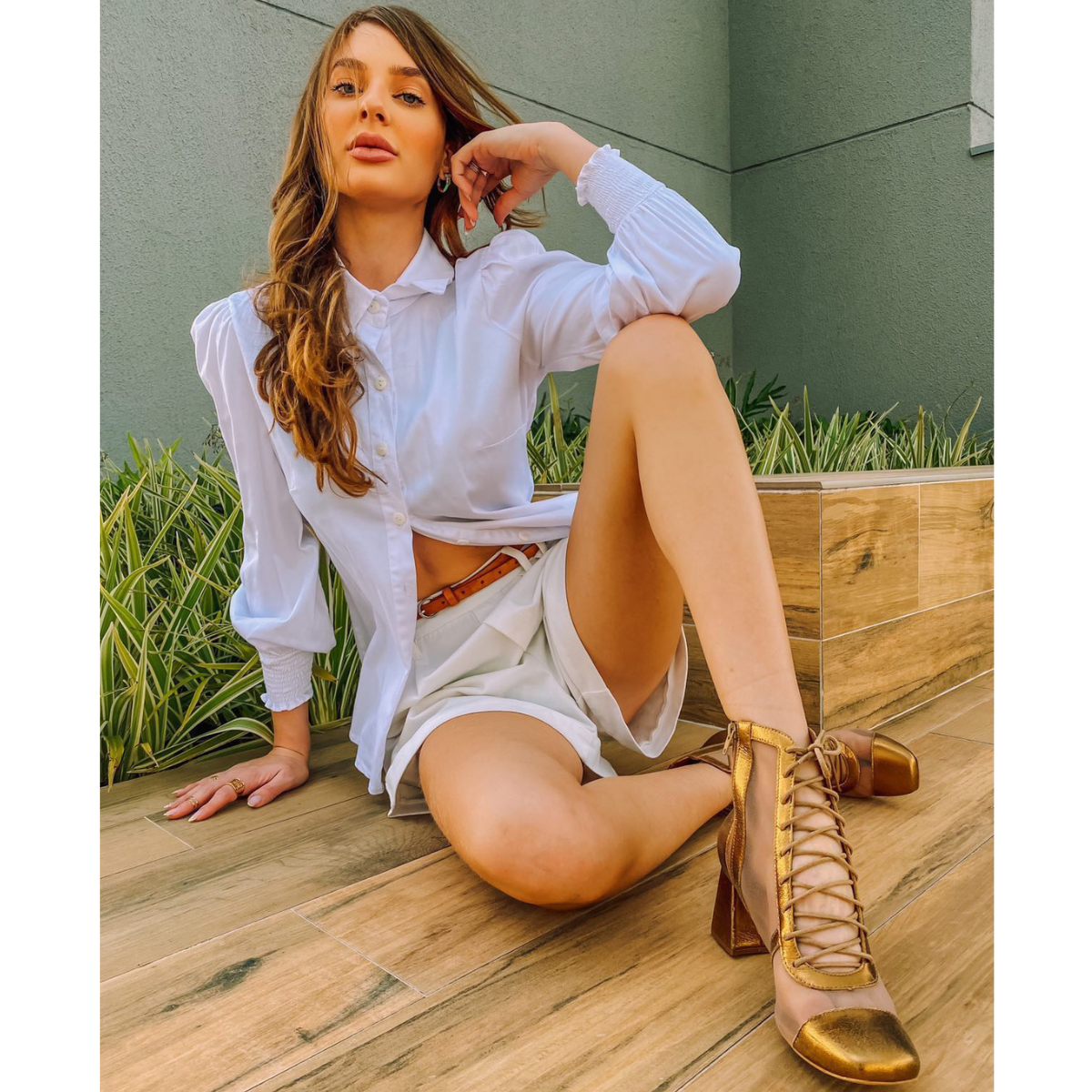 Giselle - Sheer Gold Dipped Ankle Boot - Juliana Heels