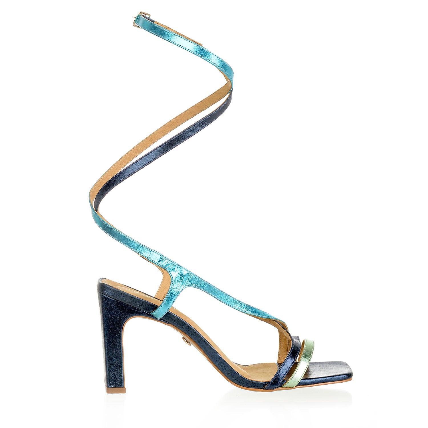 Nyx - Blue Metallic Holiday Sandals - Juliana Heels