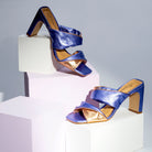 Gaia - Very Peri Metallic Block Heels - Juliana Heels