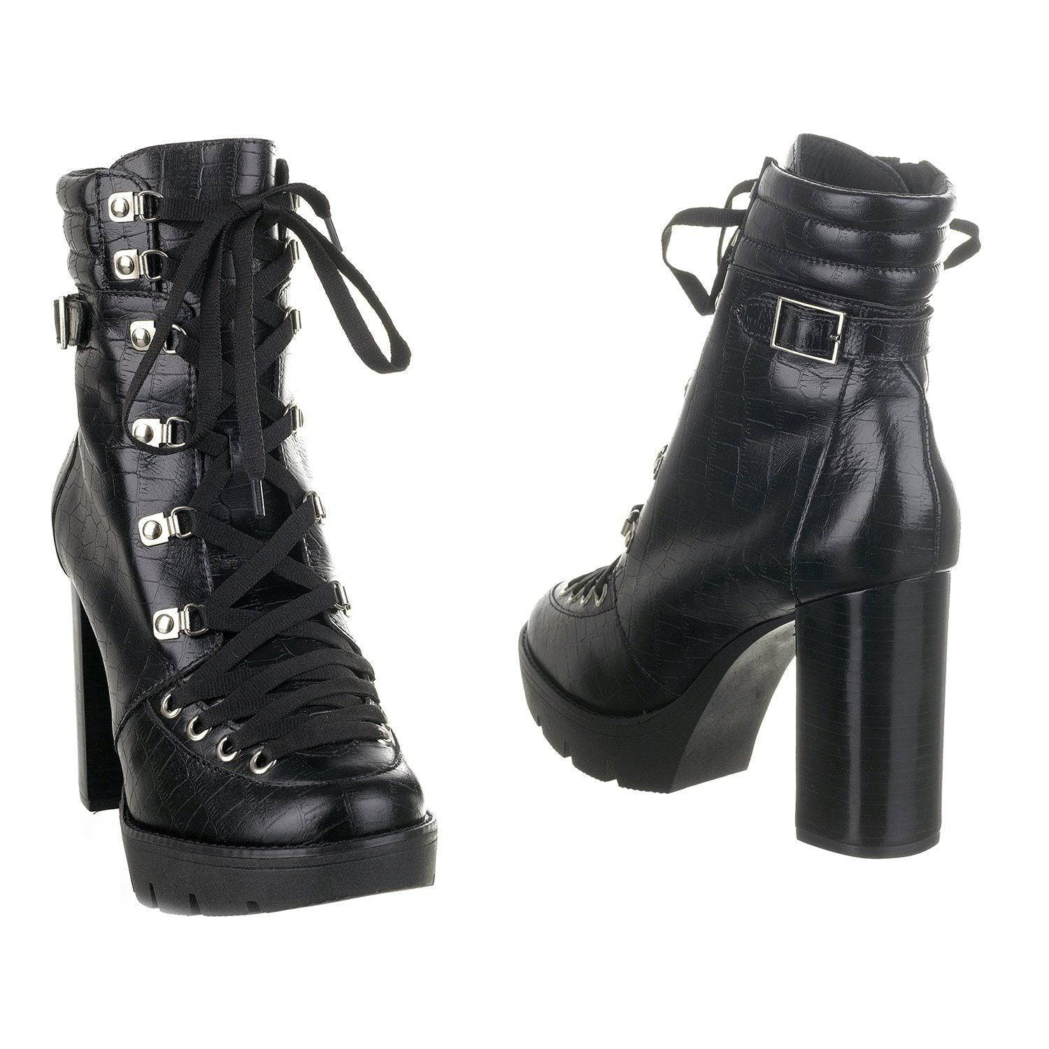 Elevation - Women’s Leather Black Ankle Boots - Juliana Heels