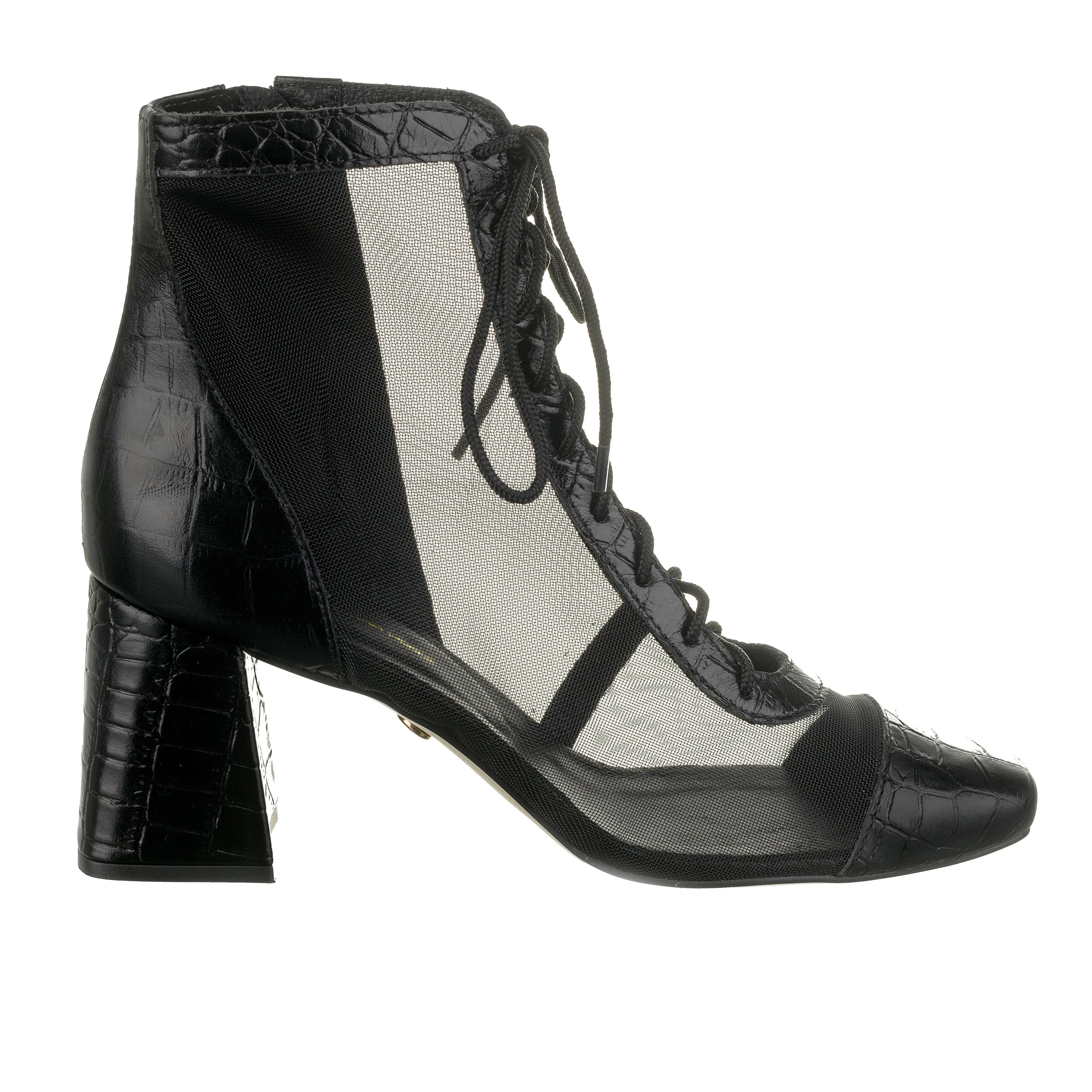 Giselle Black Ankle Boot - Juliana Heels