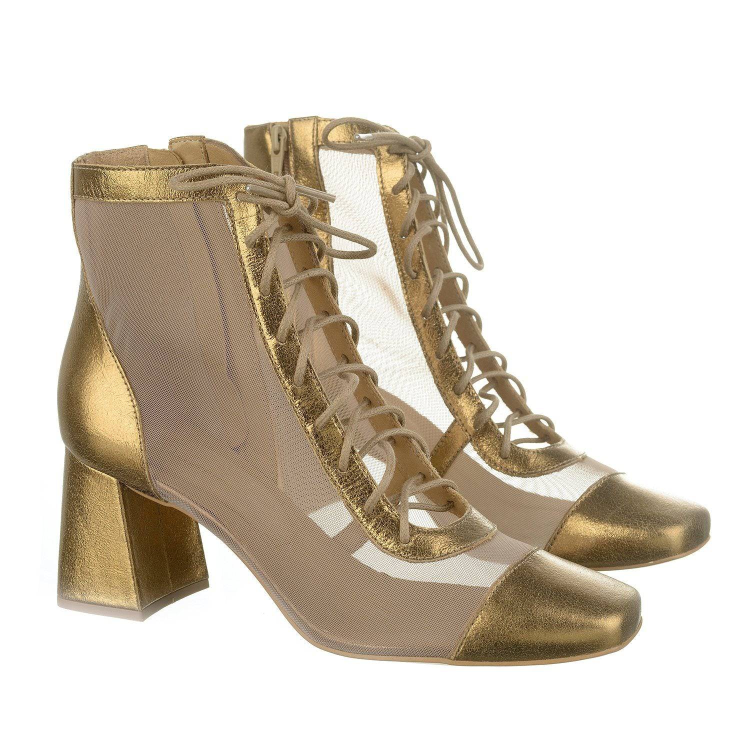 Giselle - Sheer Gold Dipped Ankle Boot - Juliana Heels