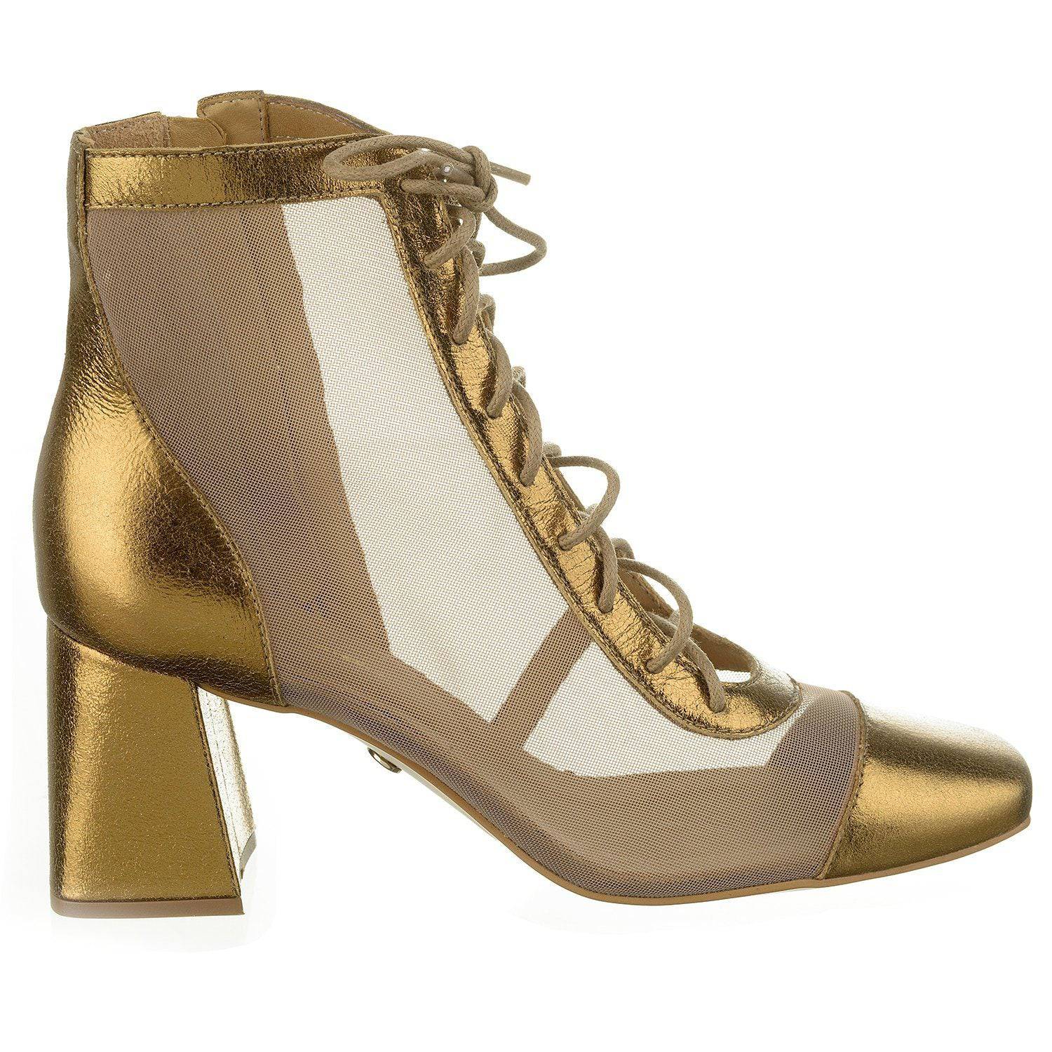 Giselle - Sheer Gold Dipped Ankle Boot - Juliana Heels