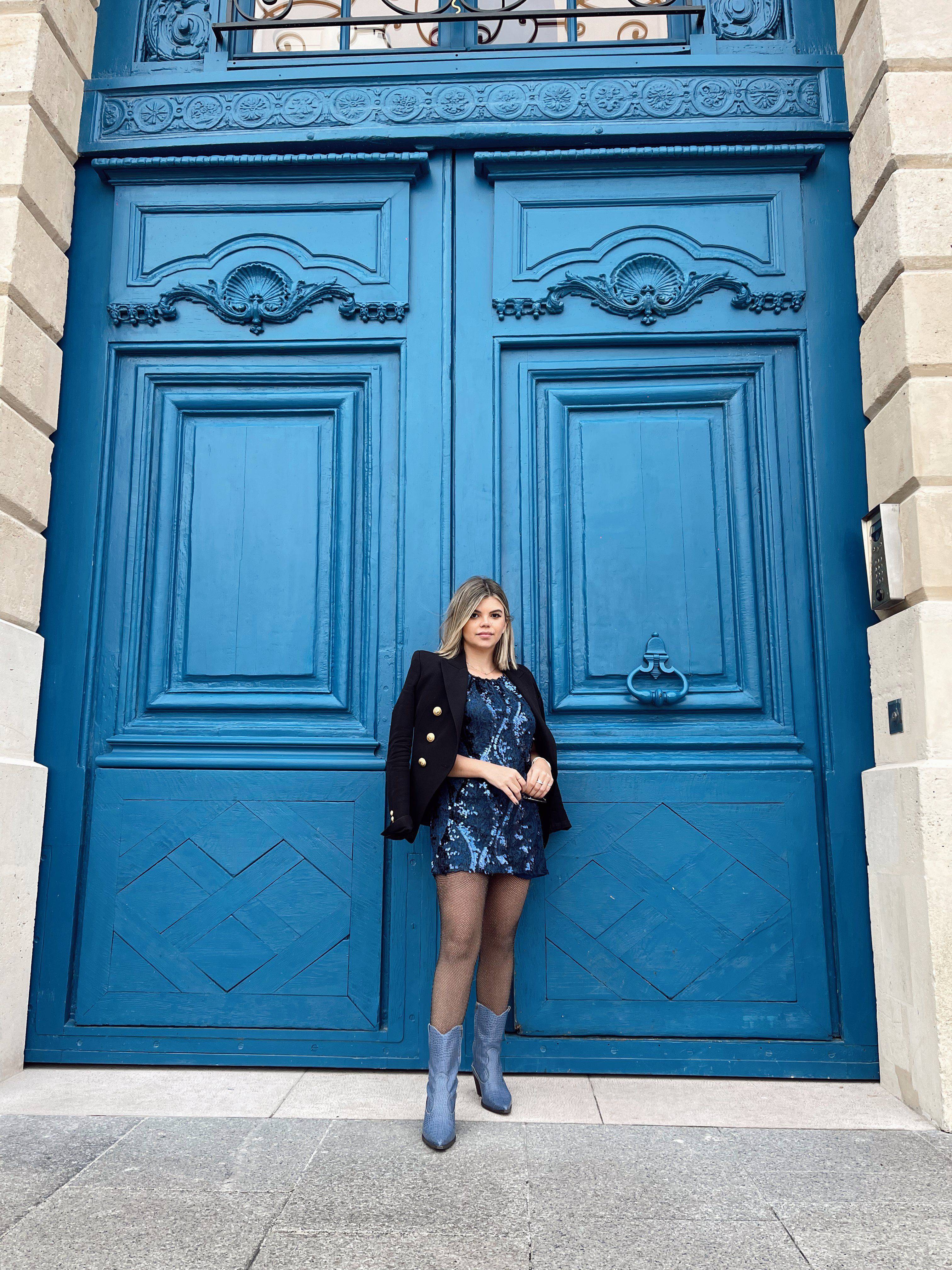 Lady - Western Mid-Calf Cowgirl Boots (Blue Denim Shade) - Juliana Heels