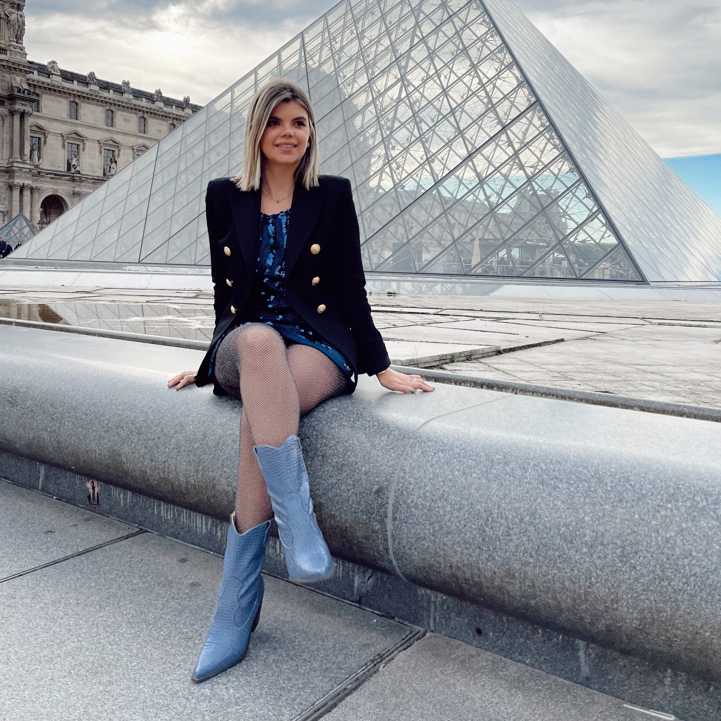 Lady - Western Mid-Calf Cowgirl Boots (Blue Denim Shade) - Juliana Heels