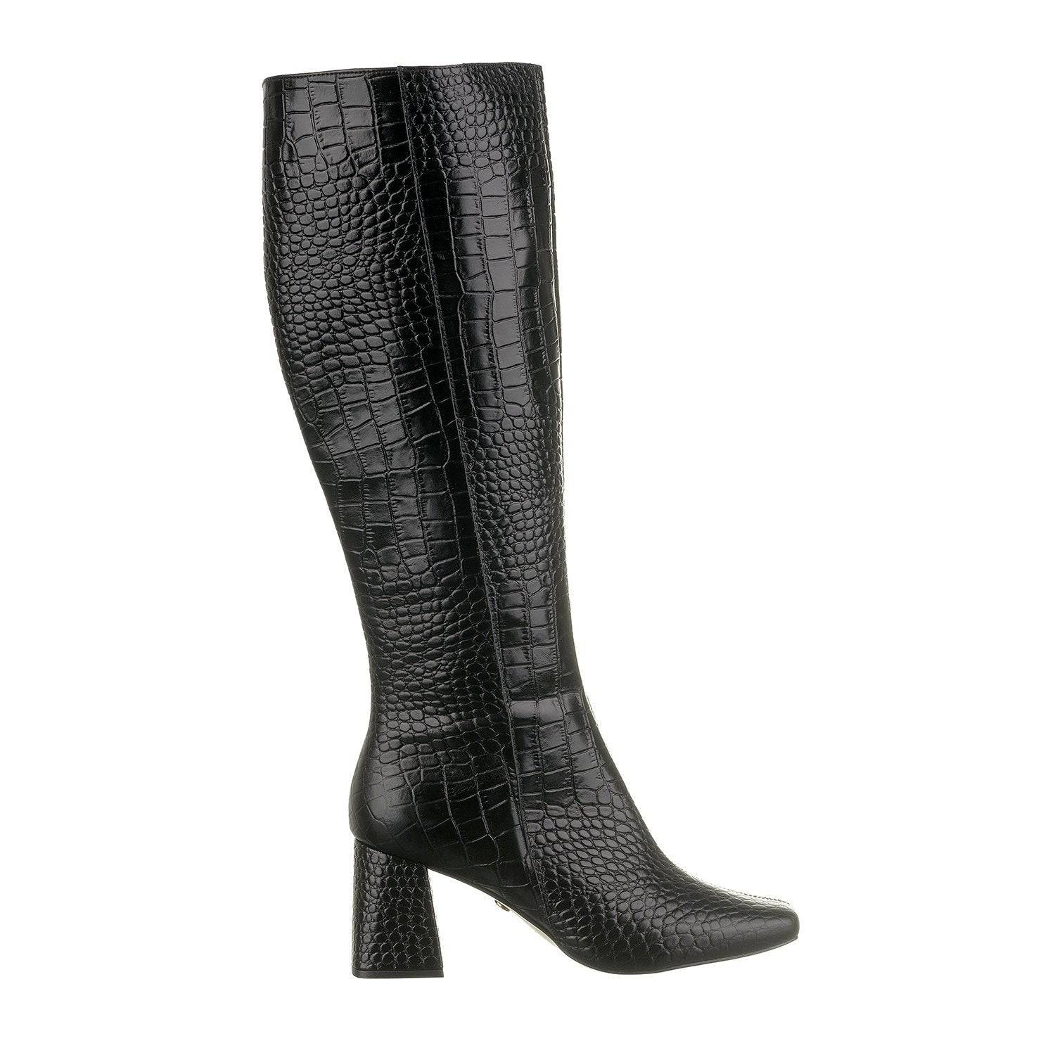 Lana - High Knee Black Boot - Juliana Heels