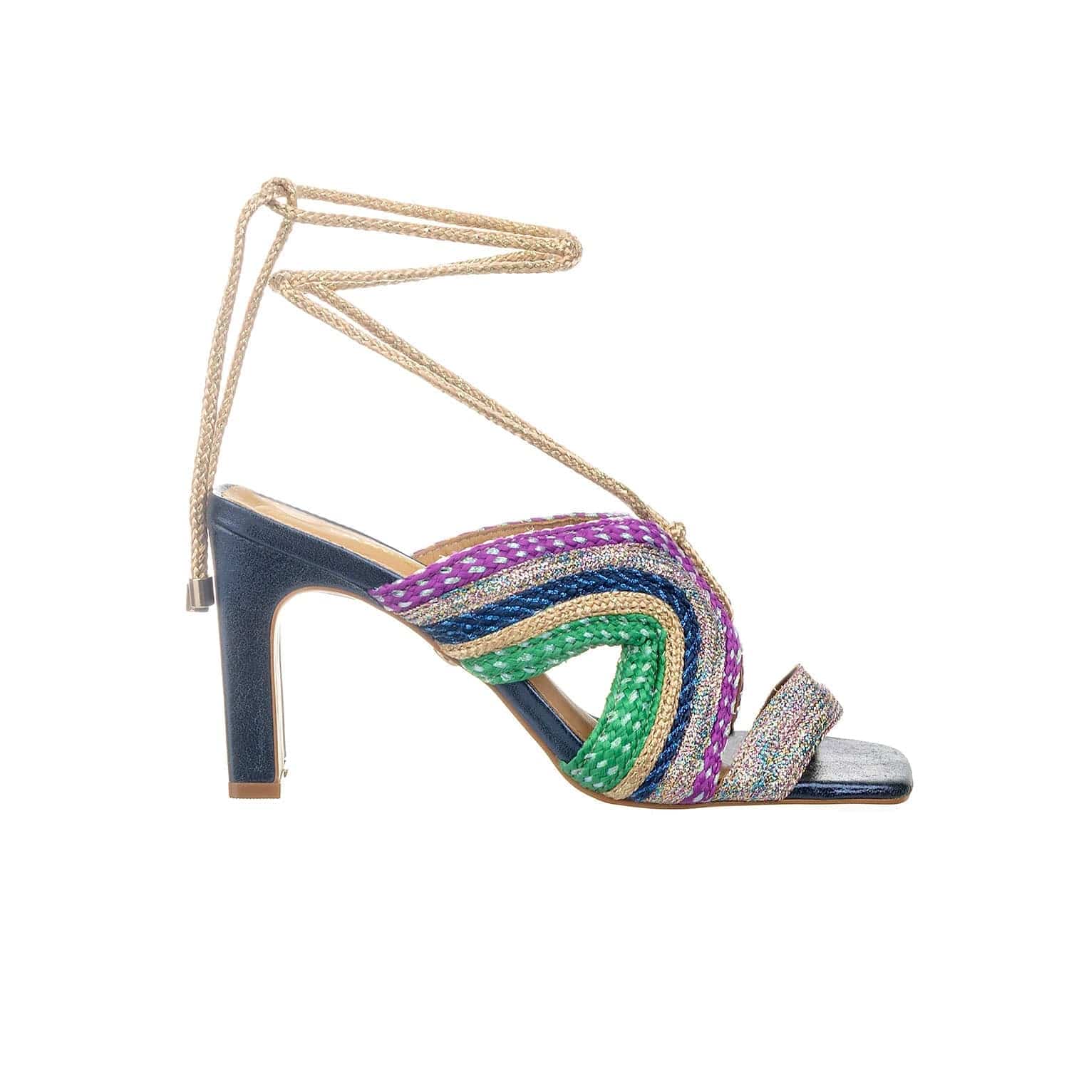 Aphrodite - Mare Metallic Block Heels Sandal - Juliana Heels