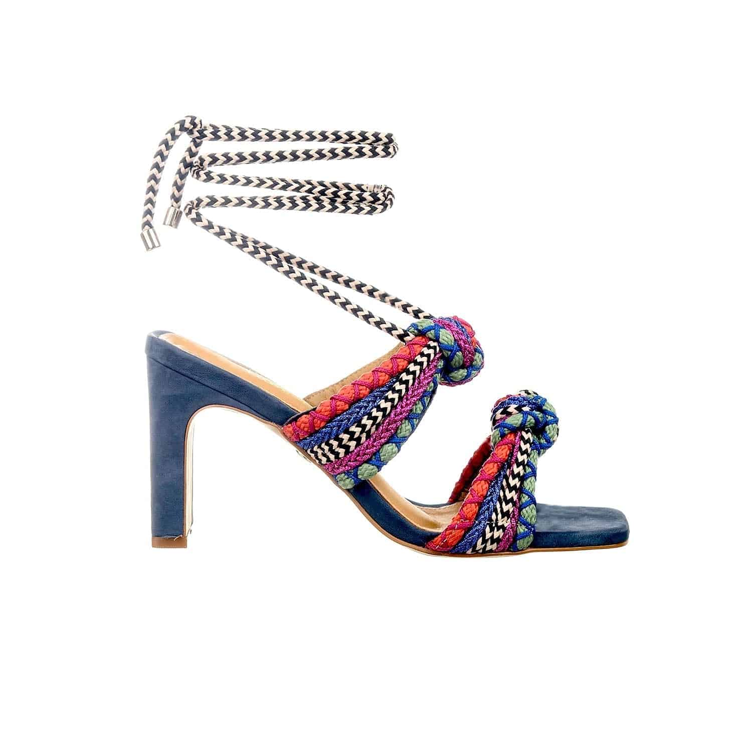 Athena - Ocean Nubuck Block Heels Sandal - Juliana Heels