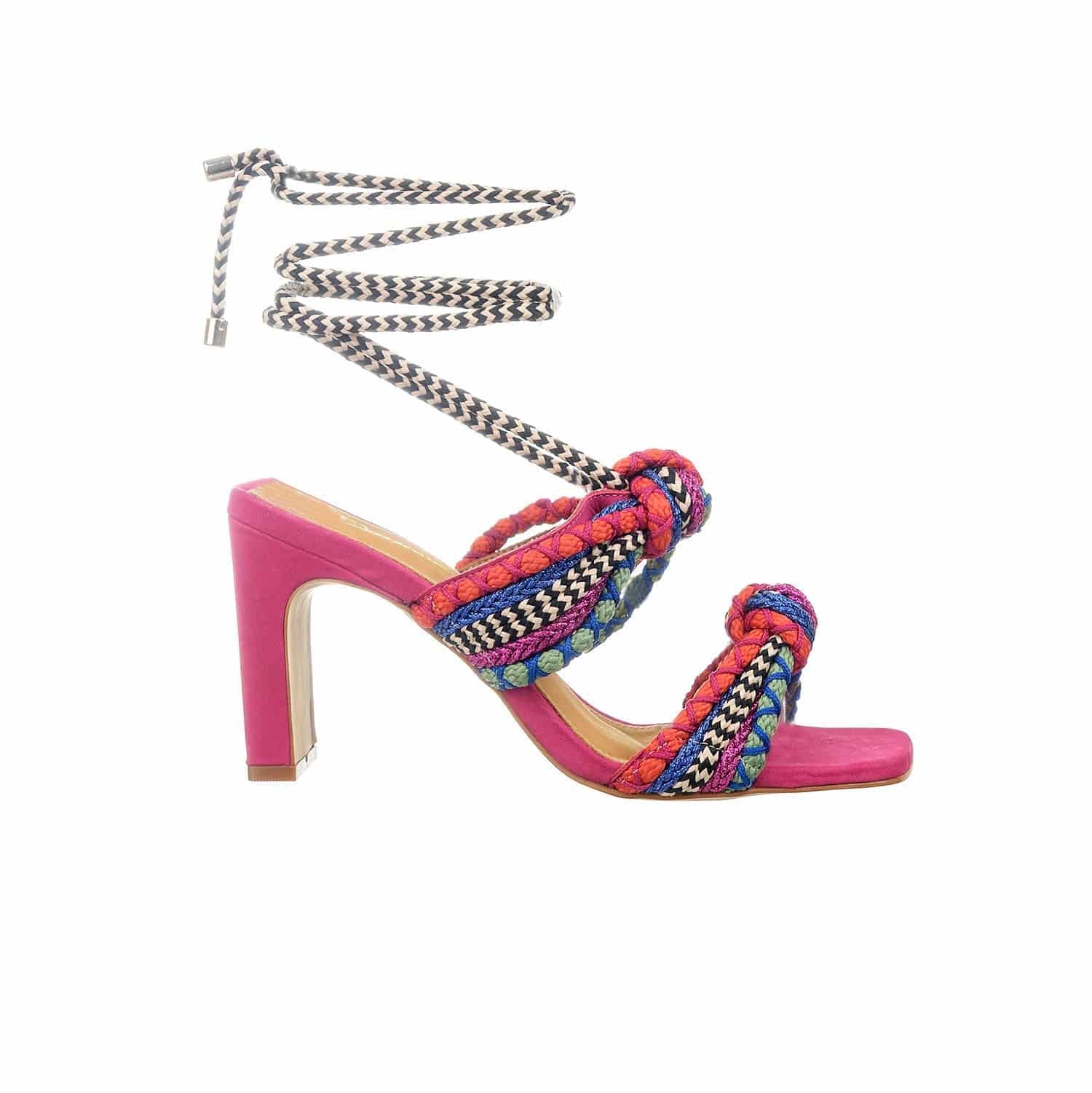 Athena - Pitaya Nubuck Block Heels Sandal - Juliana Heels