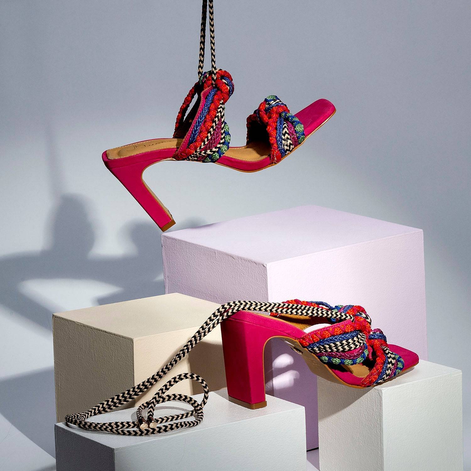 Athena - Pitaya Nubuck Block Heels Sandal - Juliana Heels