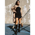 Lana - High Knee Black Boot - Juliana Heels 