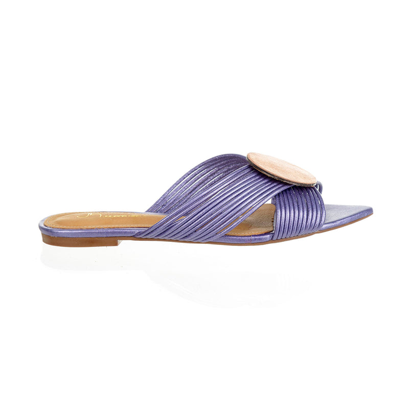 Nesoi - Very Peri Metallic Flat Sandals - Juliana Heels 