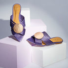 Nesoi - Very Peri Metallic Flat Sandals - Juliana Heels 