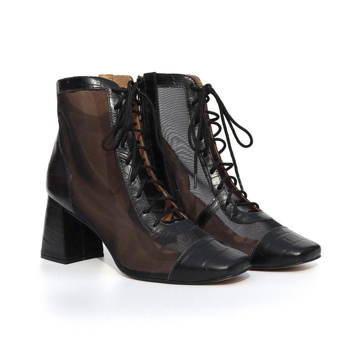 Giselle Black Ankle Boot - Juliana Heels 