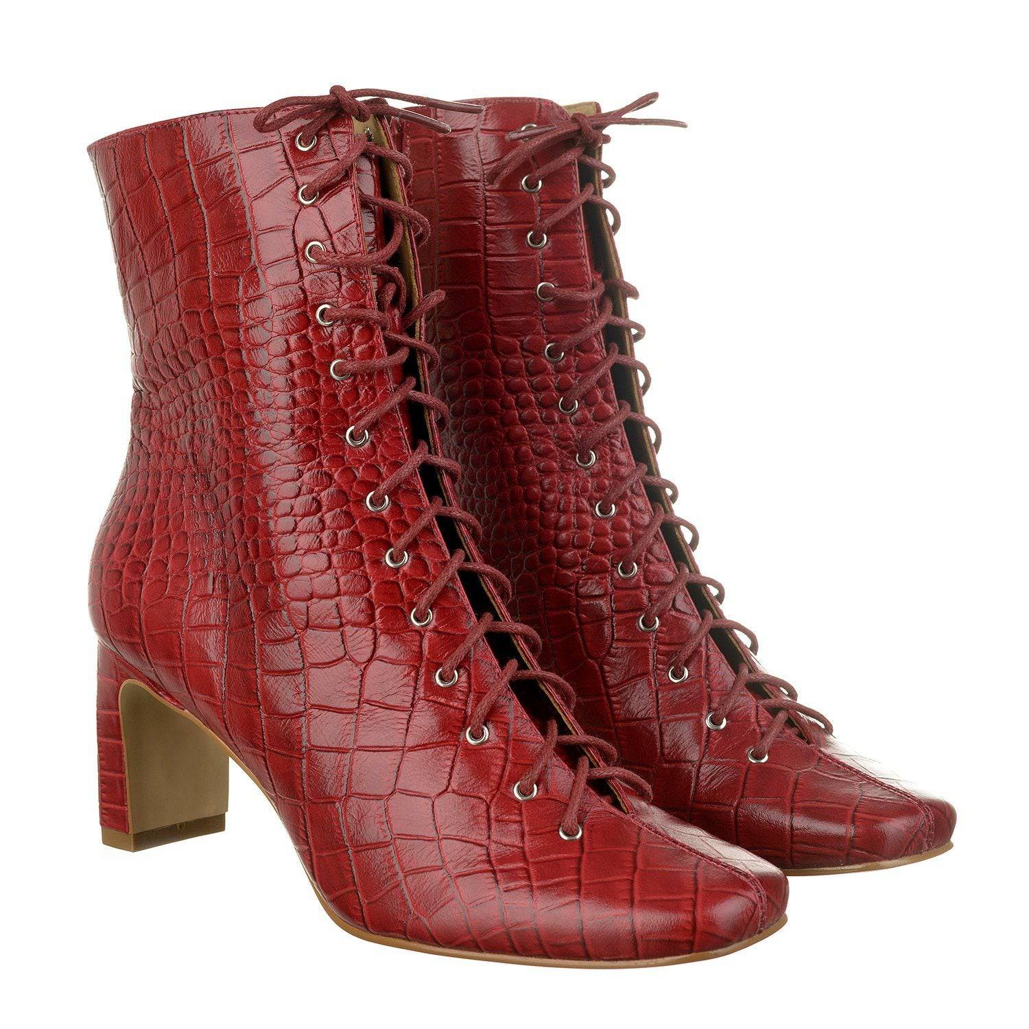 Red cheap victorian boots