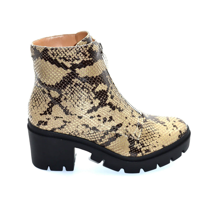 Tennesse - Snake Block Heel Ankle Boots - Juliana Heels 