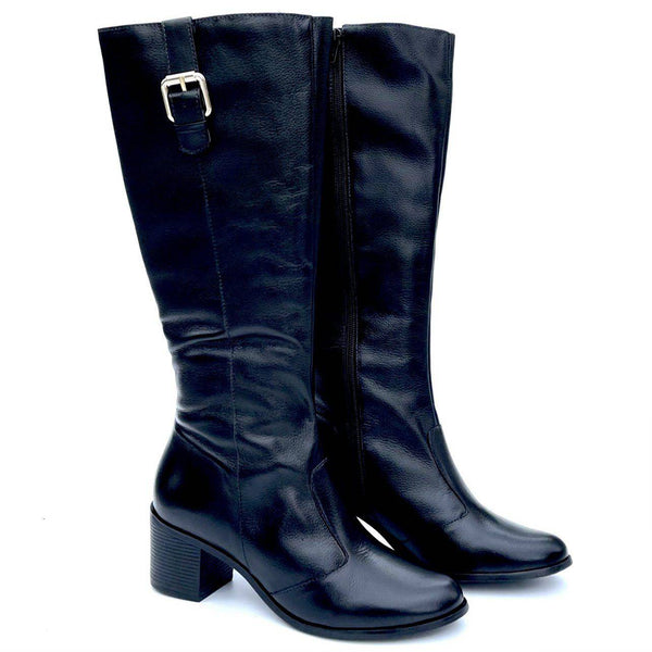 Vermont - Black High Knee Boot - Juliana Heels 