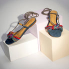 Hebe - Ocean Nubuck Flat Sandals - Juliana Heels 